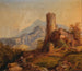 a mountainous landscape with castle ruins and figures - Julius Theodor Gruss — artwork view