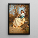 A young Spanish girl with fan on a park bench - Julius Victor Berger — framed artwork on a wall