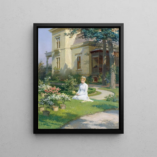 Julius Victor Berger - Mdchen im Garten einer Villa.webp