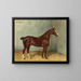 a brown horse with a white star in a stable - Julius von Blaas — framed artwork on a wall