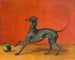 An Italian greyhound or a coursing dog with a ball - Julius von Blaas — artwork view