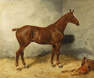 A horse in a stable - Julius von Blaas — artwork view
