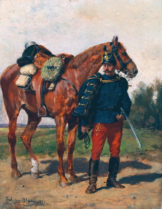 Julius von Blaas - An Austrian Hussar and His Horse.webp