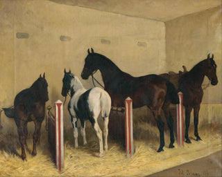 Horses in the Stable - Julius von Blaas — artwork view