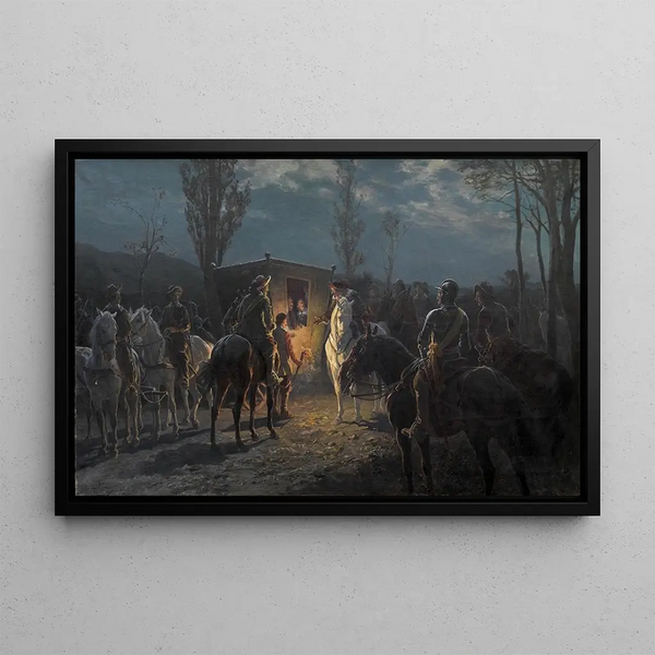 Night Scene Painting - Julius von Blaas — framed artwork on a wall