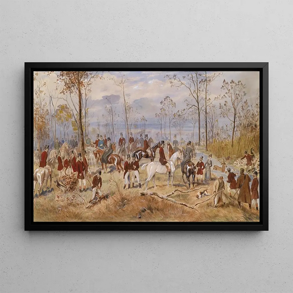 Hunting Hound Painting - Julius von Blaas — framed artwork on a wall