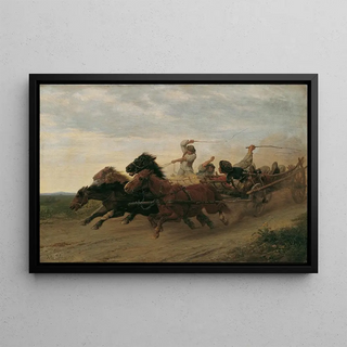 Julius von Blaas - Wettfahrt betrunkener slowakischer Bauern.webp
