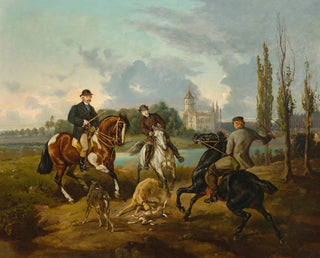 Hunting scene at Radziejowice - Juliusz Kossak — artwork view