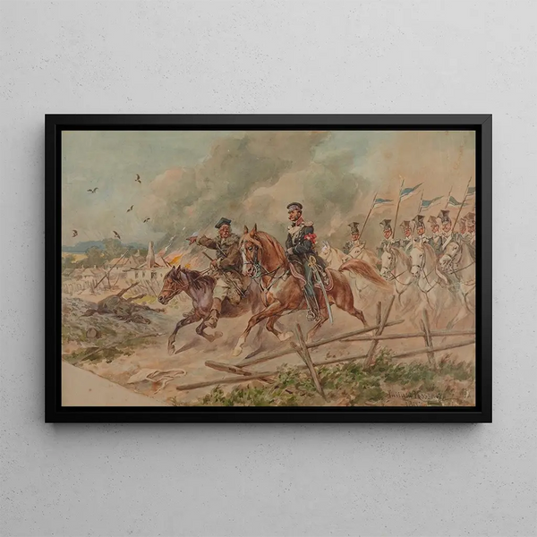 Lanciers du 2e régiment en 1831 lors d'une reconnaissance avec un guide - Juliusz Kossak — framed artwork on a wall