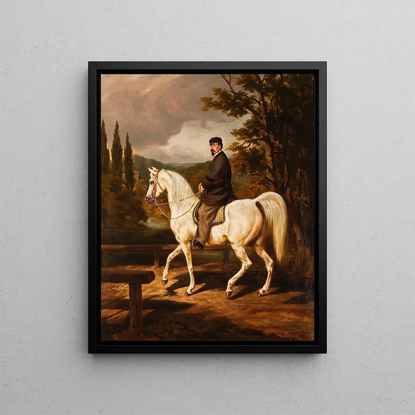 Cavalier Painting - Juliusz Kossak — framed artwork on a wall