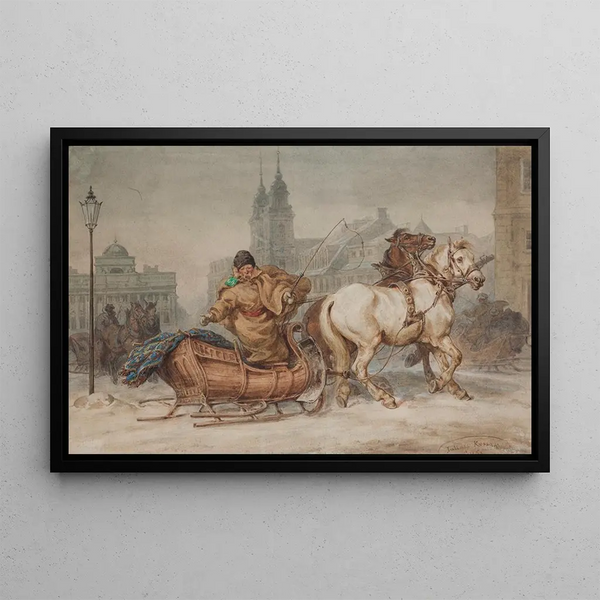 Warsaw Coachman Painting - Juliusz Kossak — framed artwork on a wall
