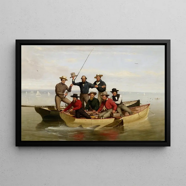 A fishing trip off Long Island - Junius Brutus Stearns — framed artwork on a wall