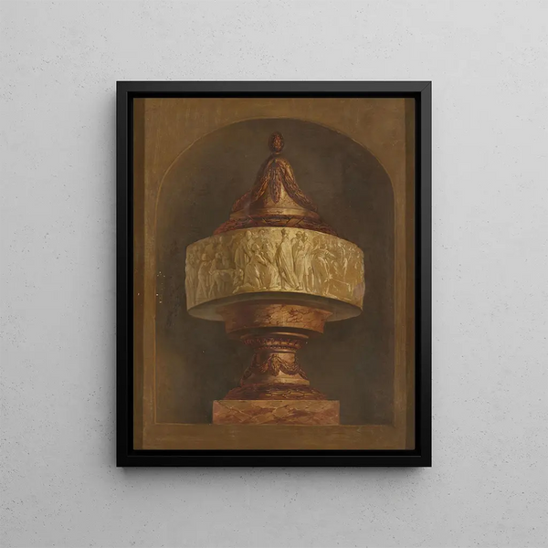 on wallpaper with decorative vase - Jurriaan Andriessen — framed artwork on a wall