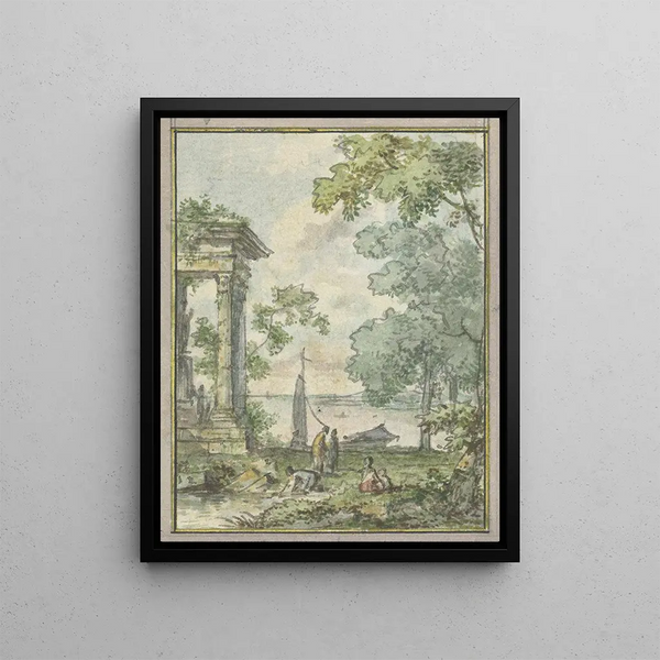 Landscape with Temple Ruin - Jurriaan Andriessen — framed artwork on a wall