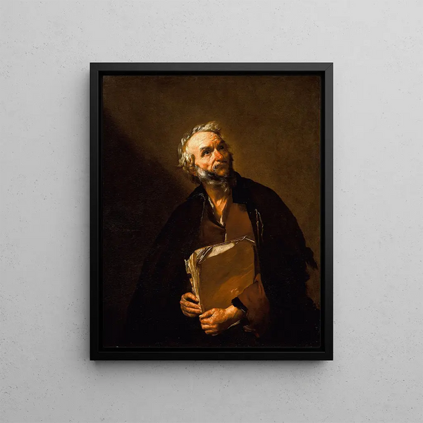 A Philosopher - Jusepe de Ribera — framed artwork on a wall