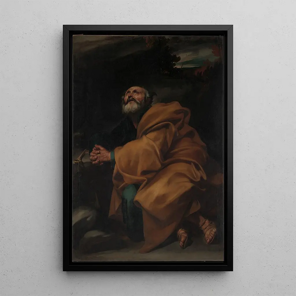 Les Larmes de Saint Pierre - Jusepe de Ribera — framed artwork on a wall