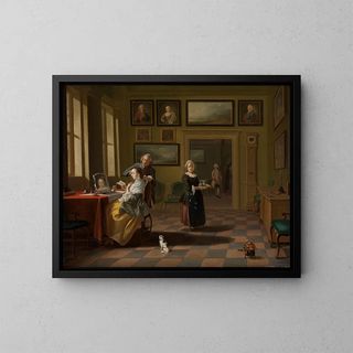 Morning Toilet - Justus Juncker — framed artwork on a wall