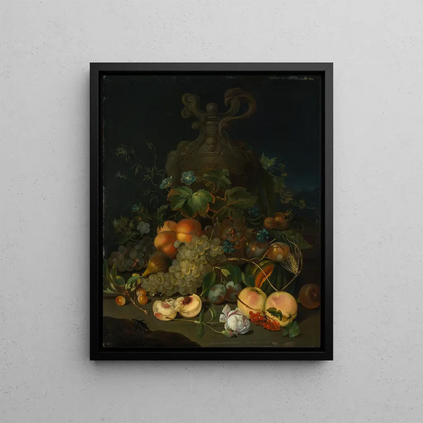 Still life with fruits - Justus Juncker — framed artwork on a wall