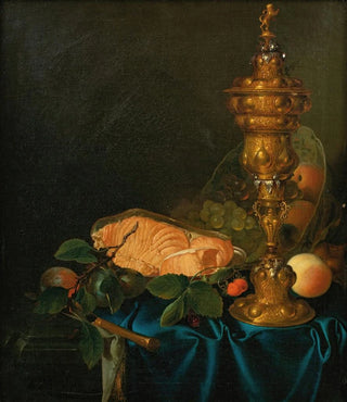Justus Juncker - Still life with a cup a salmon and fruits.webp