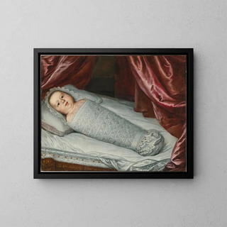 Portrait of Infant Cosimo III de' Medici in swaddling clothes - Juste Sustermans — framed artwork on a wall