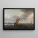 a Harbor with Light Boats in Strong Wind View of Haarlem in the Distance - Justus de Verwer — framed artwork on a wall
