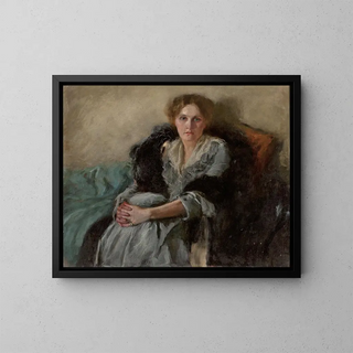 Portrait of the artist Leta Czajkowska's wife around 1875-1947 - Józef Czajkowski — framed artwork on a wall