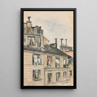 View from the workshop window of Józef Mehoffer and Stanisław Wyspiański in Paris - Józef Mehoffer — framed artwork on a wall