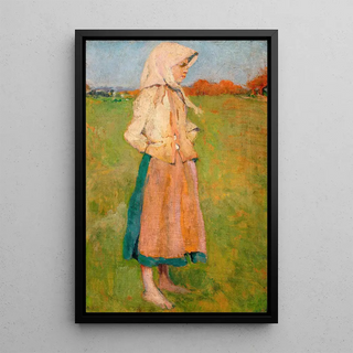 Young Girl of the Village - Józef Mehoffer — framed artwork on a wall