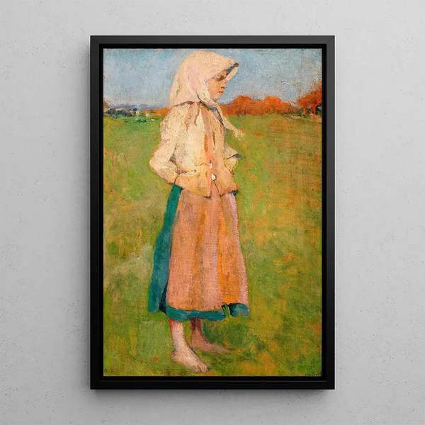 Young Girl of the Village - Józef Mehoffer — framed artwork on a wall