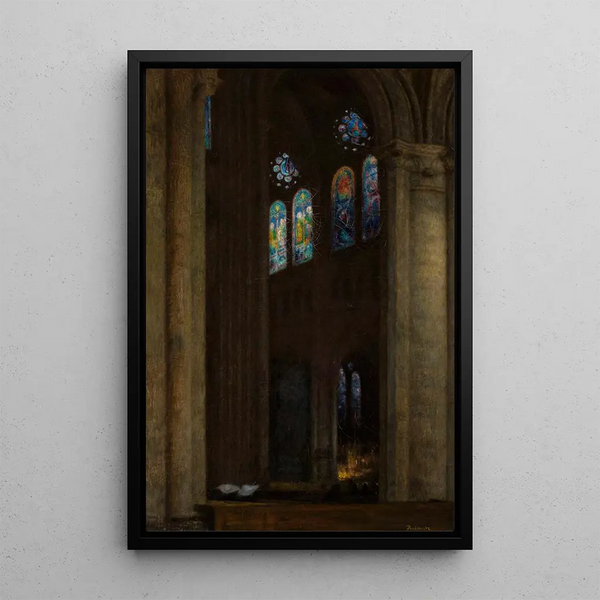 Interior of Chartres Cathedral - Józef Pankiewicz — framed artwork on a wall