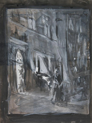 Jzef Pankiewicz - Old Town in Warsaw at night.webp