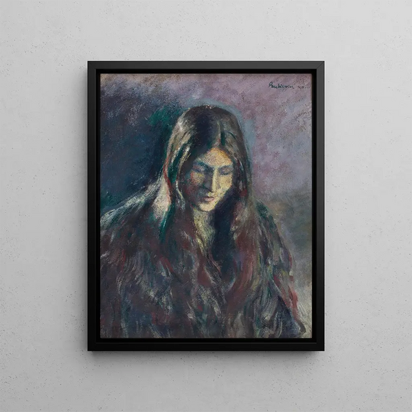 Portrait of a Woman Young Woman - Józef Pankiewicz — framed artwork on a wall