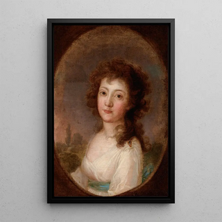 Portrait of an Unknown Woman - Józef Rejchan — framed artwork on a wall