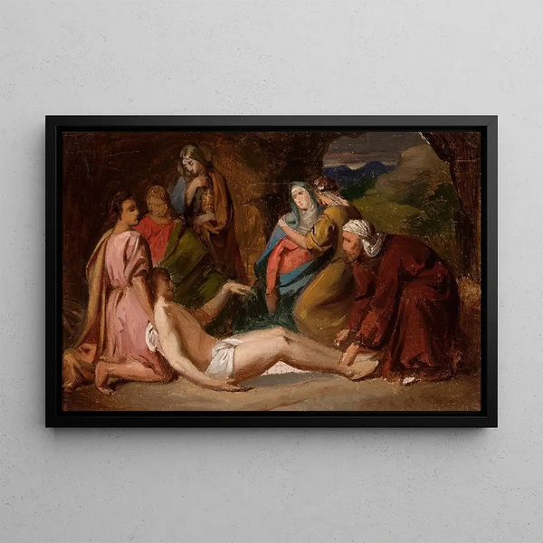the Entombment of Christ sketch for a painting - Józef Simmler — framed artwork on a wall