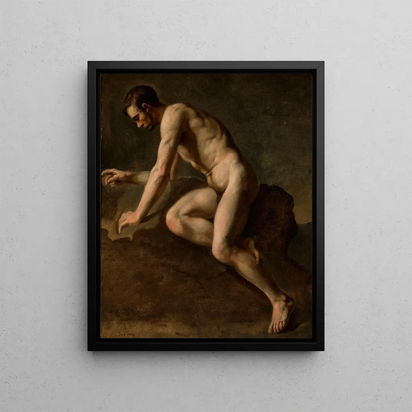 Study of male nude - Józef Simmler — framed artwork on a wall