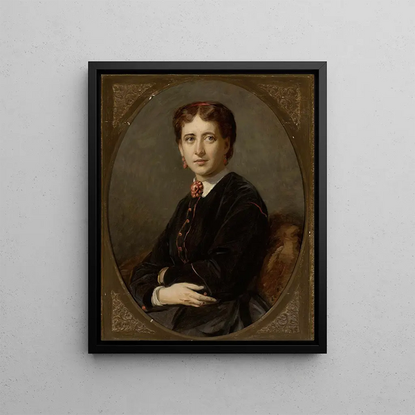 Portrait of Emilia Mielżyńska and Bnińska - Józef Simmler — framed artwork on a wall