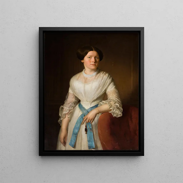 Portrait Painting of Mademoiselle Pisarzowska - Józef Simmler — framed artwork on a wall