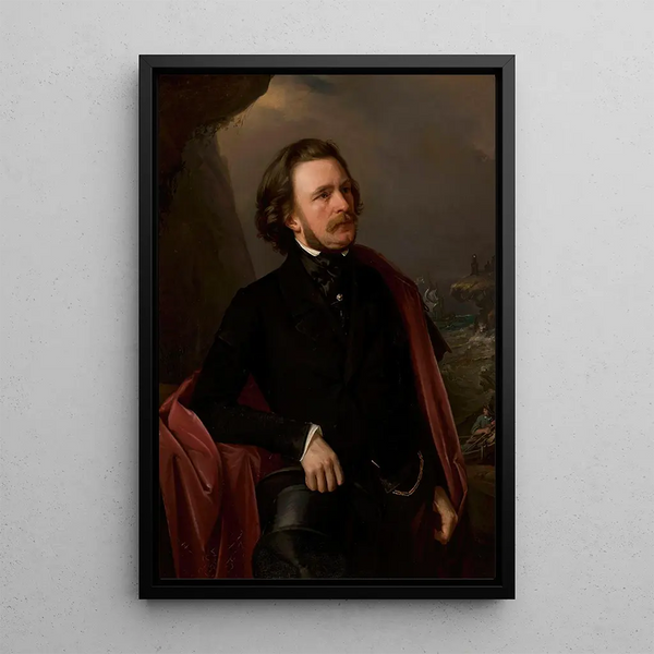 Portrait of Dr. Teodor Teutold-Tripplin traveler - Józef Simmler — framed artwork on a wall
