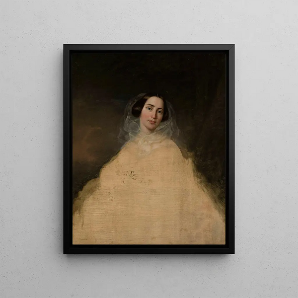 Sketch of a lady's portrait - Józef Simmler — framed artwork on a wall