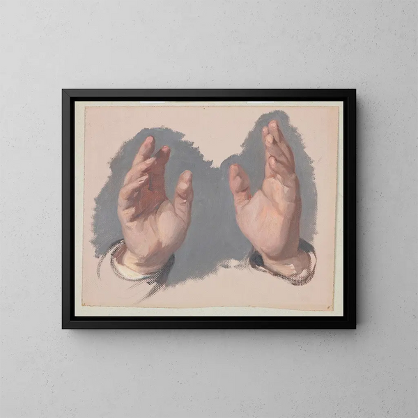 Study I of the two hands of the bishop for the painting The Oath of Queen Jadwiga - Józef Simmler — framed artwork on a wall