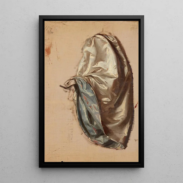 Study of a lady's dress with a lute for the painting L'Éducation de Sigismond Auguste - Józef Simmler — framed artwork on a wall