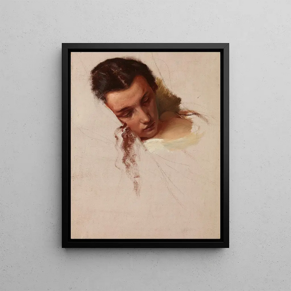 Study for the painting The Death of Barbara Radziwiłł, head of Quinn Barbara - Józef Simmler — framed artwork on a wall