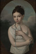 Portrait painting of Jzia Walicka 1808-1880 with a dove - Józef Sonntag — artwork view