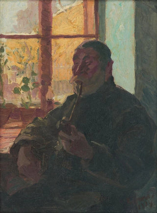 Jzsef RipplRnai - Old Man with a Pipe by Window.webp