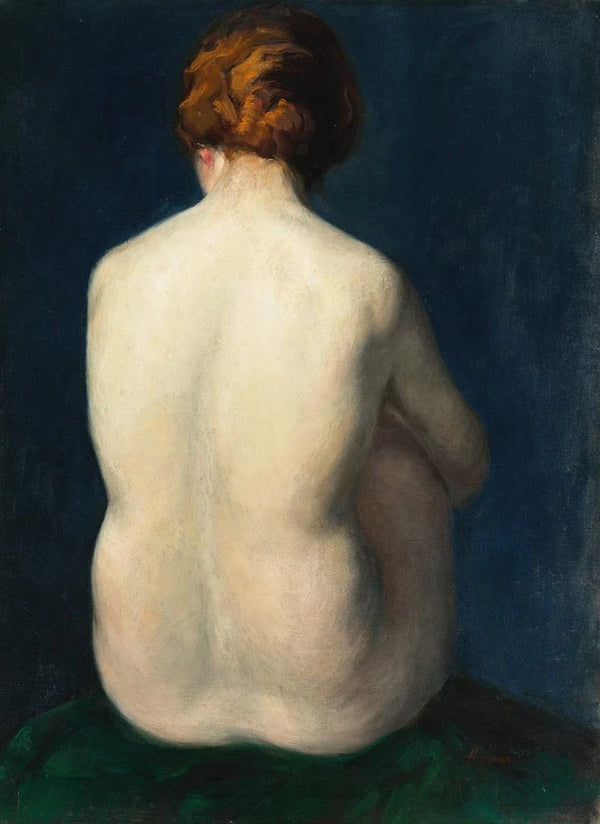 Female Nude Painting from behind - József Rippl-Rónai — framed artwork on a wall