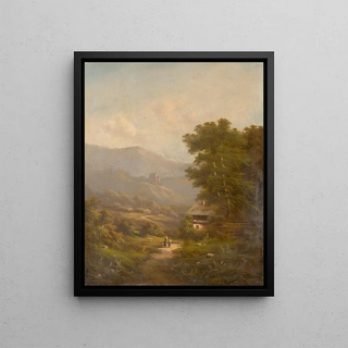K Hermann - Landscape With A Mountain Road And Castle Ruins.webp