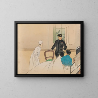 L'illustration frontispiece of the torpedo officer in the literary magazine Bungei kurabu, volume 1, number 8 - Kajita Hanko — framed artwork on a wall