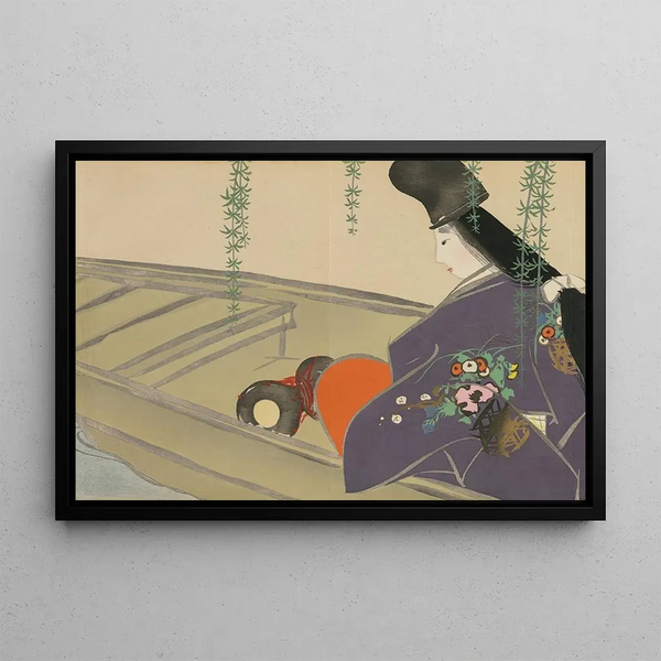Asazuma dans son bateau Asazumabune - Kamisaka Sekka — framed artwork on a wall