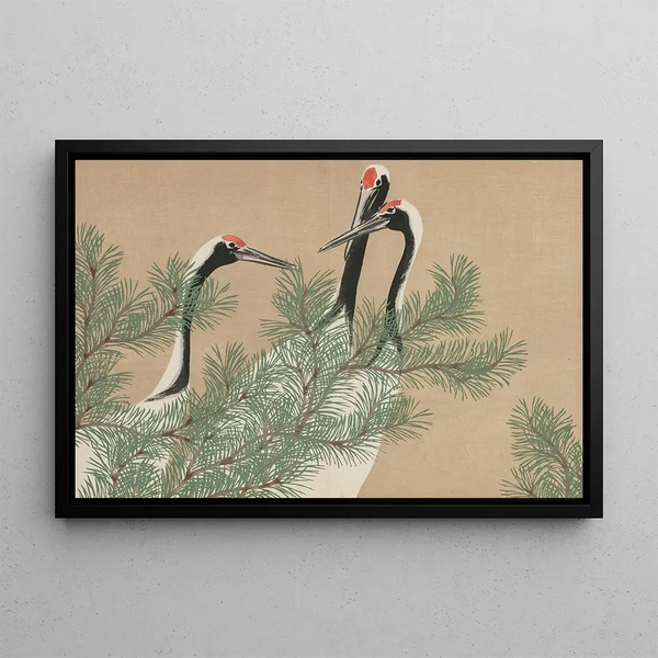 Cranes (Tsuru) - Kamisaka Sekka — framed artwork on a wall