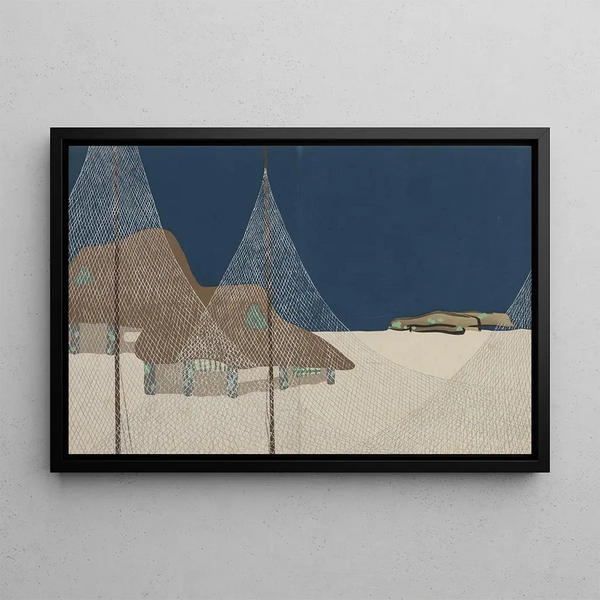 Village of Fishermen Ryoson - Kamisaka Sekka — framed artwork on a wall